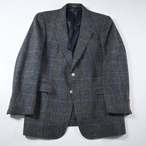 Vtg USA Made 43R Blue Gray Nailshead Wool Tweed Mens Blazer Jacket Sport Coat